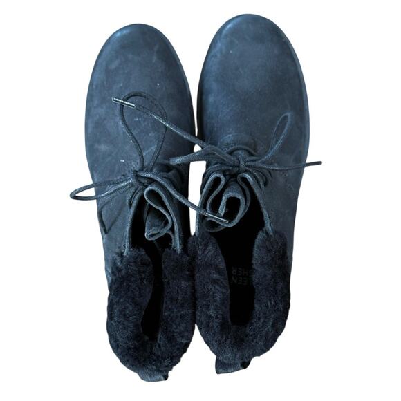 Eileen Fisher Kenille Genuine Shearling Trim Wedge Black Booties – 8.5 - Picture 4 of 6